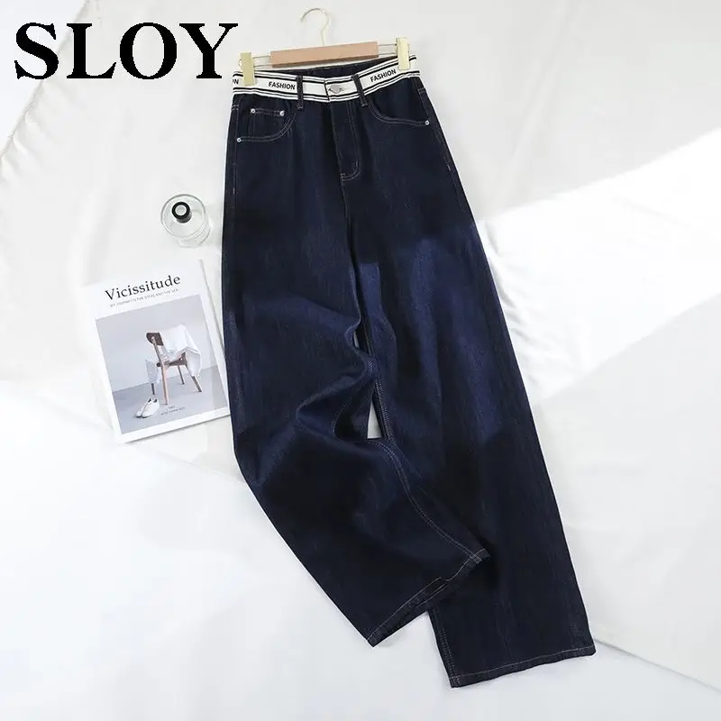 Retro Deep Blue Jeans For Women In Spring And Summer, Thin Cut, High Waisted, Loose, Hanging, Wide Leg Pants
Retro Deep Blue Jeans For Women In Spring And Summer, Thin Cut, High Waisted, Loose, Hanging, Wide Leg Pants