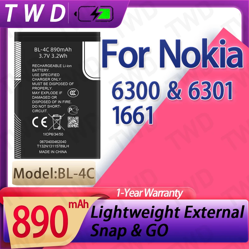 BL-4C BL4C Large capacity Battery For Nokia 6300 6301 1661 Batteries New High Quanlity
BL-4C BL4C Large capacity Battery For Nokia 6300 6301 1661 Batteries New High Quanlity
