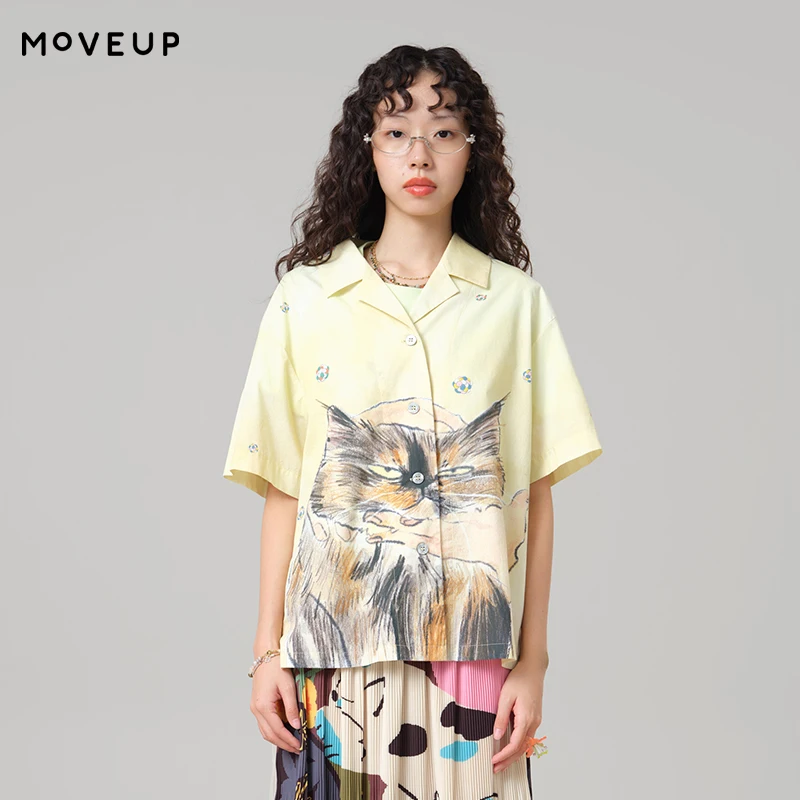 MOVEUP Casual Short Sleeved Lapel Shirt 2026 Summer New Pure Cotton Cartoon Cat Print Drop Sleeves Loose Top For Women 3ELX20447
MOVEUP Casual Short Sleeved Lapel Shirt 2026 Summer New Pure Cotton Cartoon Cat Print Drop Sleeves Loose Top For Women 3ELX20447