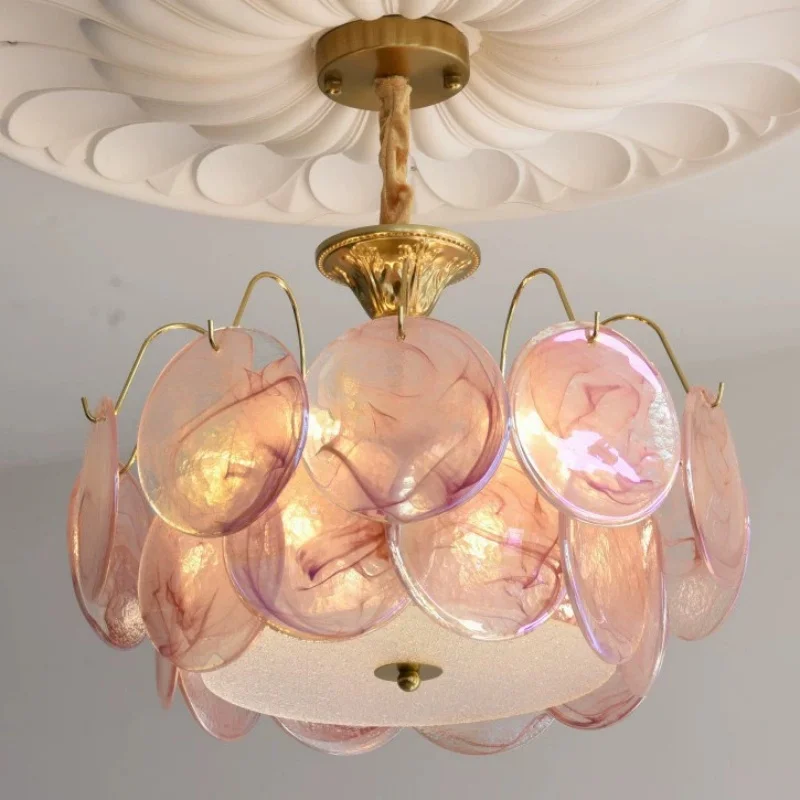 French Retro Murano Rainbow Glass Bedroom Ceiling Light Luxury Dopamine Romantic Master Bedroom Pendant Light Home Decor Light
French Retro Murano Rainbow Glass Bedroom Ceiling Light Luxury Dopamine Romantic Master Bedroom Pendant Light Home Decor Light