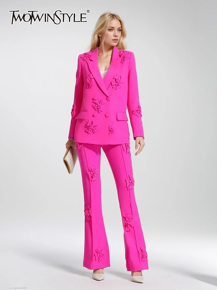 TWOTWINSTYLE Parchwork Appliques Two Piece Set For Women Notched Collar Long Sleeve Blazer High Waist Pant Elegant Sets Female
TWOTWINSTYLE Parchwork Appliques Two Piece Set For Women Notched Collar Long Sleeve Blazer High Waist Pant Elegant Sets Female