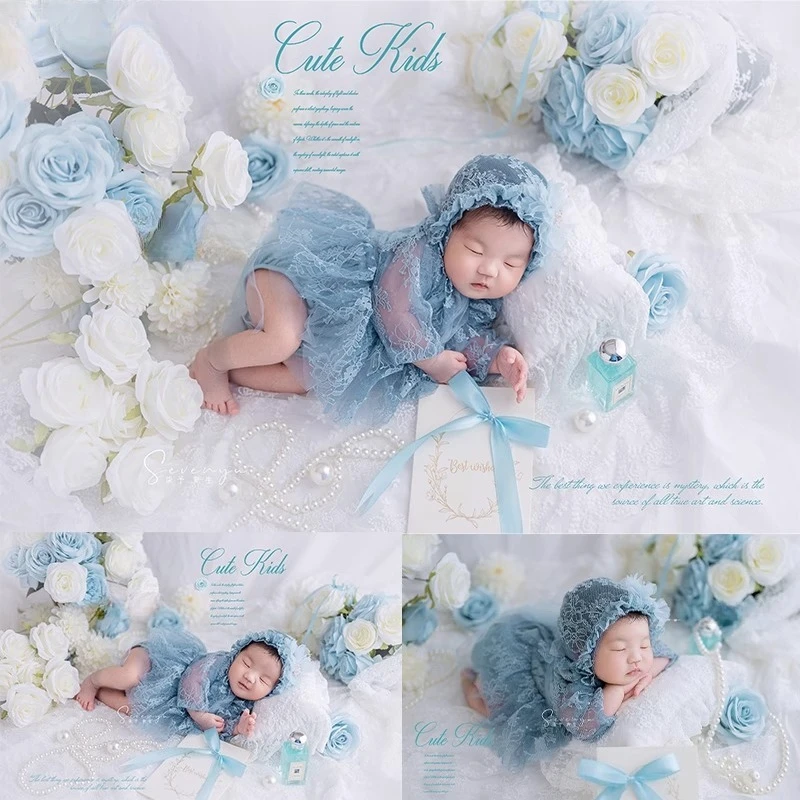 Реквизит для фотосъемки новорожденных, детская одежда, синее кружевное платье, шляпа, одеяло с цветочным принтом, подарок, парфюмерный тематический набор для студийной фотосессии
Реквизит для фотосъемки новорожденных, детская одежда, синее кружевное платье, шляпа, одеяло с цветочным принтом, подарок, парфюмерный тематический набор для студийной фотосессии