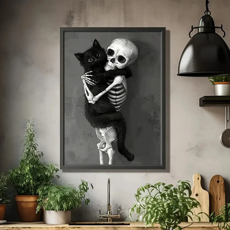 1pcsHumorous Skull and Black Cat Embracing Canvas Art Print Frameless Wall Office Coffee Shop Cat Decoration, Perfect Room Decor
1pcsHumorous Skull and Black Cat Embracing Canvas Art Print Frameless Wall Office Coffee Shop Cat Decoration, Perfect Room Decor