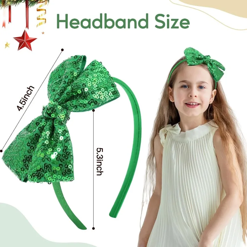 6PCS Sequin Green Bow Headband for Girls |Glitter Hair Bows with Non-Slip Teeth for Women & girls |Christmas Birthday Party
6PCS Sequin Green Bow Headband for Girls |Glitter Hair Bows with Non-Slip Teeth for Women & girls |Christmas Birthday Party