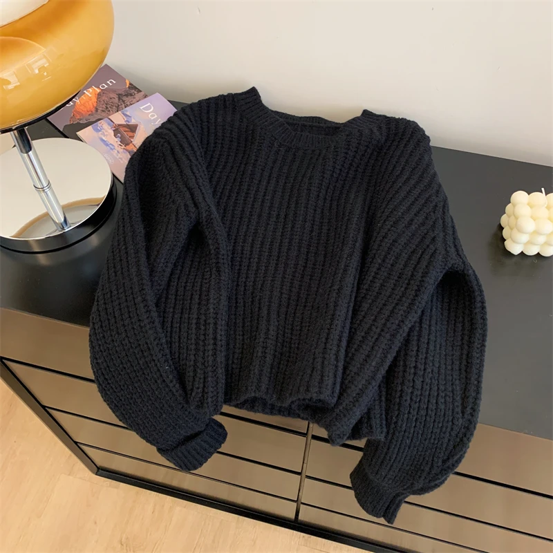 Women Black Goth O-Neck Pullover Loose Long Sleeve Knit Sweater Harajuku Vintage 2000s Cashmere Japanese Sweater Clothes Autumn
Women Black Goth O-Neck Pullover Loose Long Sleeve Knit Sweater Harajuku Vintage 2000s Cashmere Japanese Sweater Clothes Autumn