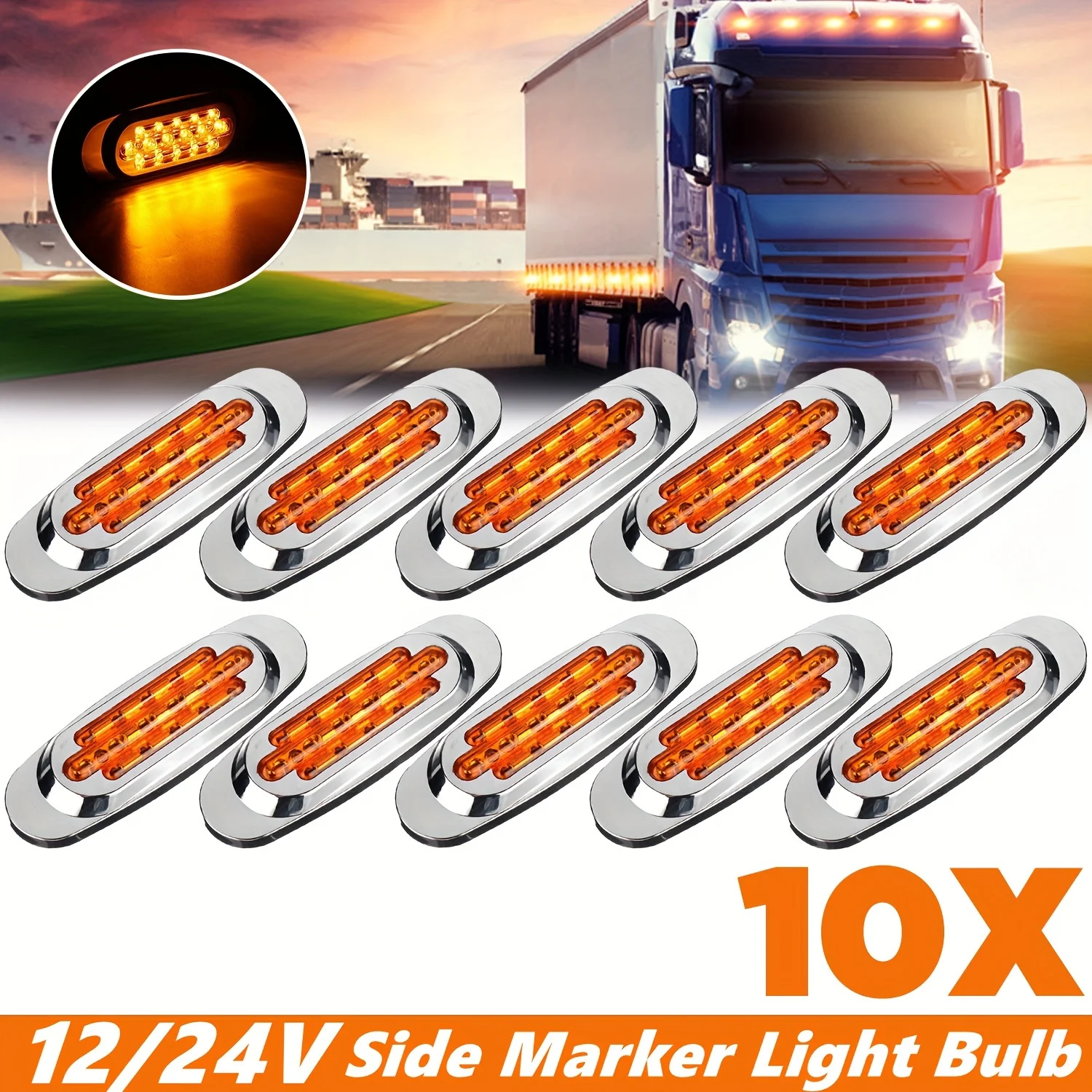 10pcs LED Side Marker Lights for Trucks & Trailers - 16LED, Dual Mode (Steady On + Flash),, Multi-Color Options
10pcs LED Side Marker Lights for Trucks & Trailers - 16LED, Dual Mode (Steady On + Flash),, Multi-Color Options
