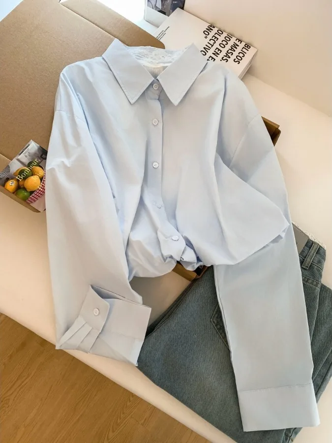 Синяя кружевная рубашка с длинными рукавами, женская, в корейском стиле, из полиэстера, с защитой от УФ-излучения, укороченный кардиган
Синяя кружевная рубашка с длинными рукавами, женская, в корейском стиле, из полиэстера, с защитой от УФ-излучения, укороченный кардиган