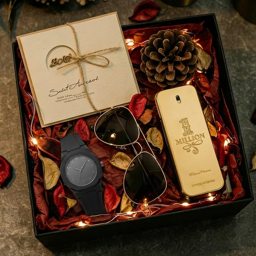 4pcs Men's Black Gray Rubber Minimalist Simple Design Sunglasses Perfume Quartz Watch Gift Box Set Daily Wear Birthday Gift
4pcs Men's Black Gray Rubber Minimalist Simple Design Sunglasses Perfume Quartz Watch Gift Box Set Daily Wear Birthday Gift