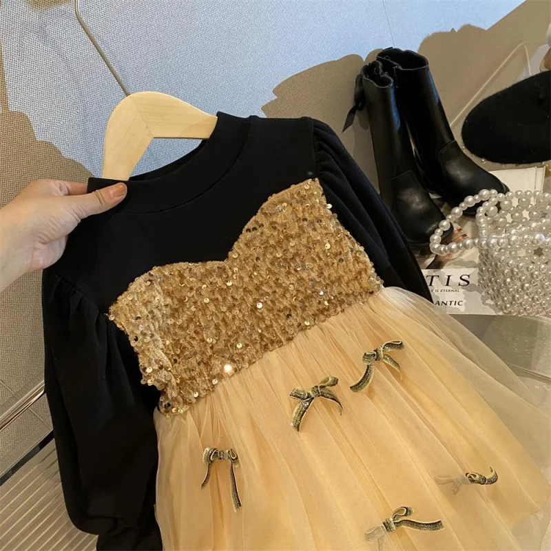 Autumn and Winter2025Fleece-Lined New Girls' Dress Children's Sequin Patchwork Mesh Baby Puffy Princess Dress Trendy
Autumn and Winter2025Fleece-Lined New Girls' Dress Children's Sequin Patchwork Mesh Baby Puffy Princess Dress Trendy