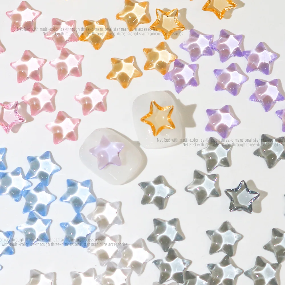 100Pcs Ice Transparent Star Nail Charms - 3D Kawaii Colorful Resin Pentagram Nail Parts Loose Beads for Jewelry DIY Craft Making
100Pcs Ice Transparent Star Nail Charms - 3D Kawaii Colorful Resin Pentagram Nail Parts Loose Beads for Jewelry DIY Craft Making