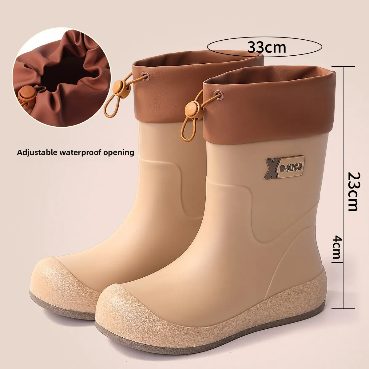 Simple Kaki Brown Elastic Waist Waterproof Rain Boots Anti-slip Commuter Women's Boots Slip-On Short Water Boots
Simple Kaki Brown Elastic Waist Waterproof Rain Boots Anti-slip Commuter Women's Boots Slip-On Short Water Boots