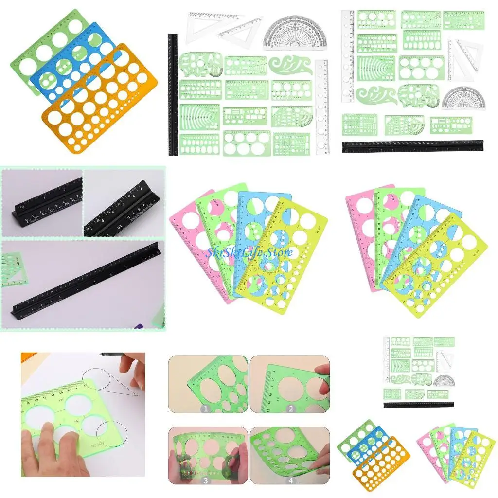 E65E Circles Template Circles Ruler Practical Geometric Stencil Rulers Measuring Ruler for Drawing
E65E Circles Template Circles Ruler Practical Geometric Stencil Rulers Measuring Ruler for Drawing