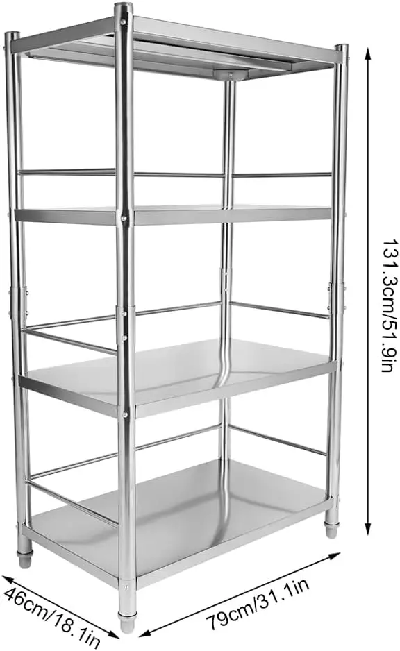 Stainless Steel Shelving 4-Tier, 31.1 x 18.1 x 51.9in Garage Storage Shelf for Kitchen Commercial Office, 200lbs Per Shelf
Stainless Steel Shelving 4-Tier, 31.1 x 18.1 x 51.9in Garage Storage Shelf for Kitchen Commercial Office, 200lbs Per Shelf