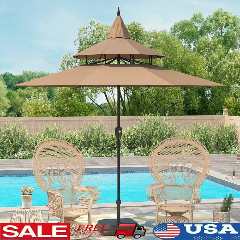 9ft Outdoor Crank Patio Umbrella 3-Tier Pagoda Design with 8 Steel Ribs Weather-Resistant Polyester Garden Pool Deck
9ft Outdoor Crank Patio Umbrella 3-Tier Pagoda Design with 8 Steel Ribs Weather-Resistant Polyester Garden Pool Deck