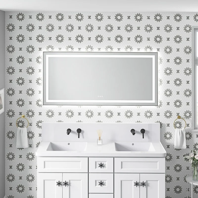 60" LED Vanity Mirror with Front/Back Light, Aluminum Frame, Anti-Fog, Memory, 3 Color Temperatures, Dimmable
60" LED Vanity Mirror with Front/Back Light, Aluminum Frame, Anti-Fog, Memory, 3 Color Temperatures, Dimmable