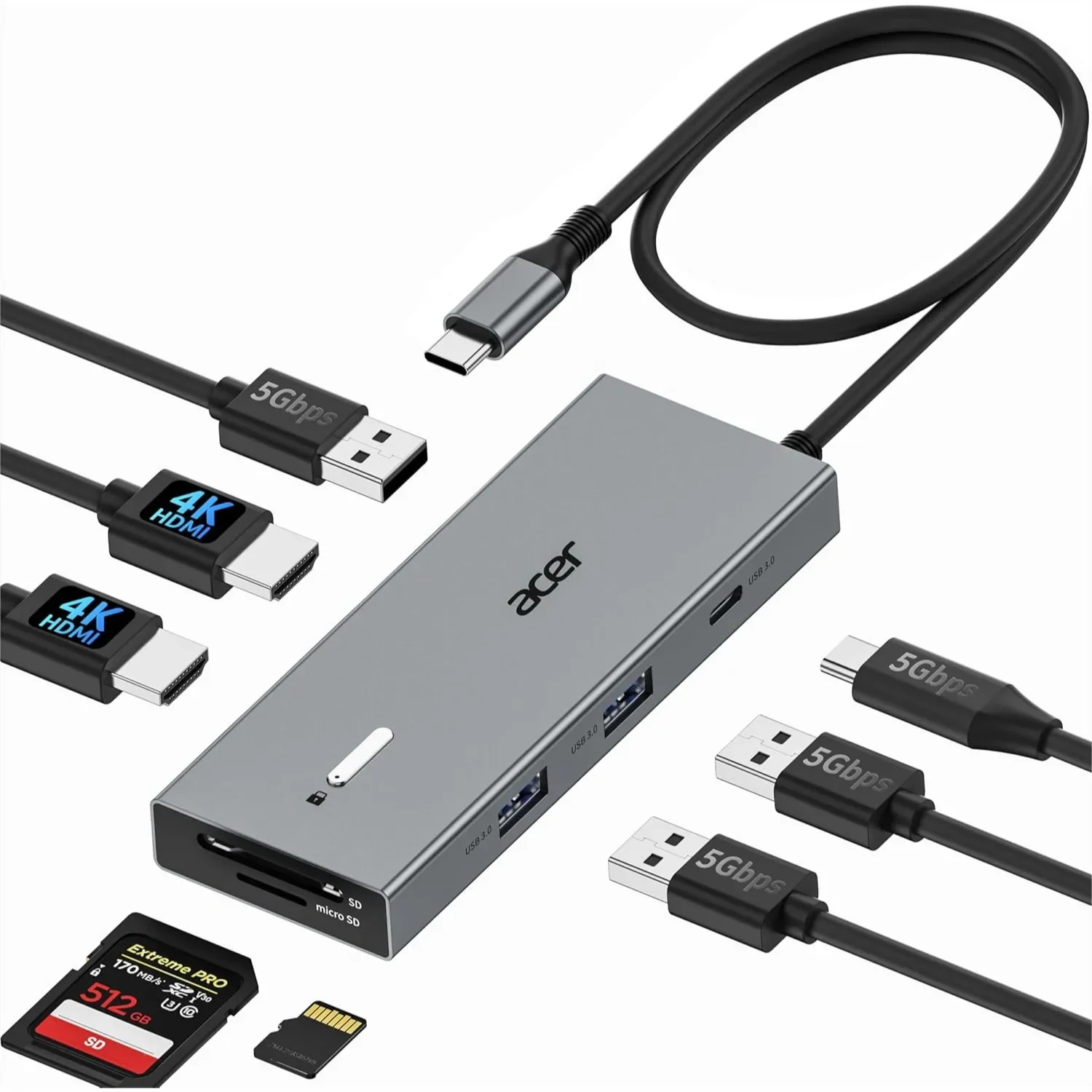 USB C Docking Station Dual Monitor with 2 HDMI, 9-in-1 Laptop Dock for 4K@60Hz, USB A&C 3.0, SD/MicroSD, 100W PD Fast Charging
USB C Docking Station Dual Monitor with 2 HDMI, 9-in-1 Laptop Dock for 4K@60Hz, USB A&C 3.0, SD/MicroSD, 100W PD Fast Charging