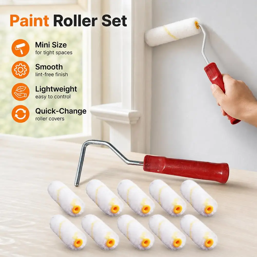 10pcs Paint Roller Brush Set – Professional Clean Cut Sleeves, Replacement Edger Tool for Home Wall Ceiling Painting
10pcs Paint Roller Brush Set – Professional Clean Cut Sleeves, Replacement Edger Tool for Home Wall Ceiling Painting