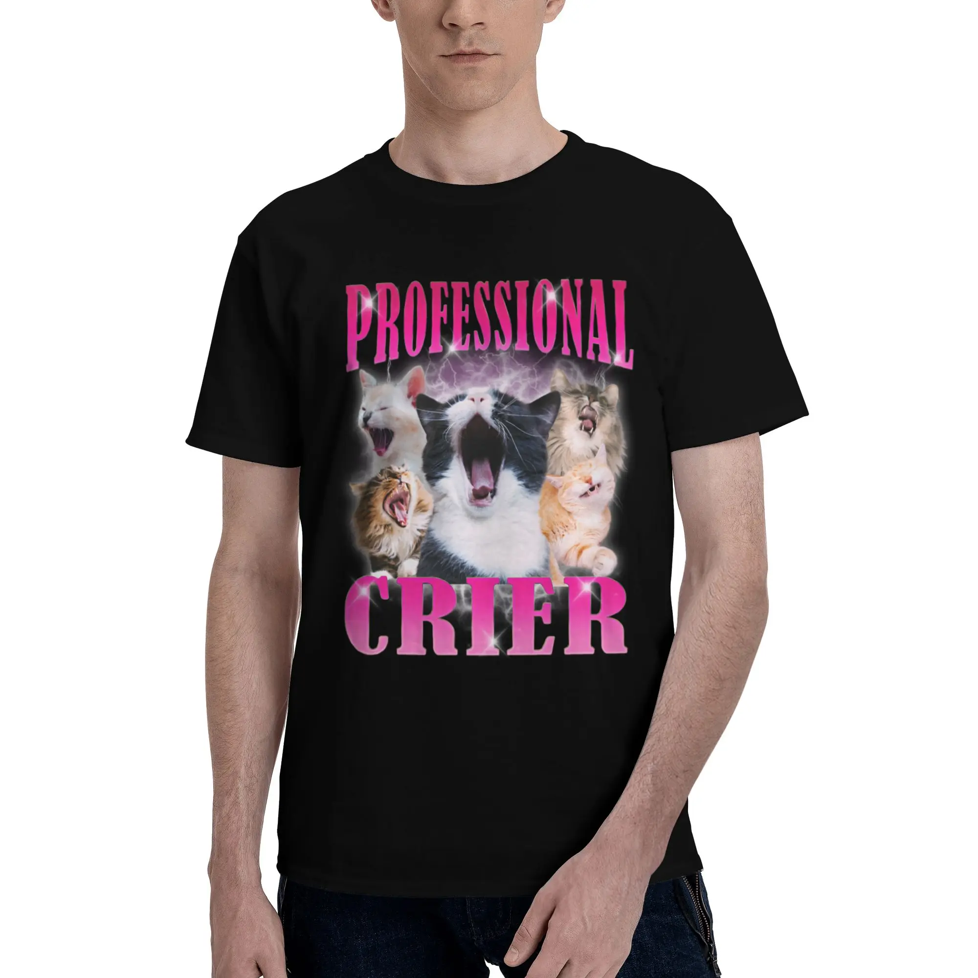 Professional Crier Funny Criying Cat Meme T Shirts Men Women Short Sleeve T-shirts Graphic Tee 100% Cotton Slim Fit Clothing
Professional Crier Funny Criying Cat Meme T Shirts Men Women Short Sleeve T-shirts Graphic Tee 100% Cotton Slim Fit Clothing