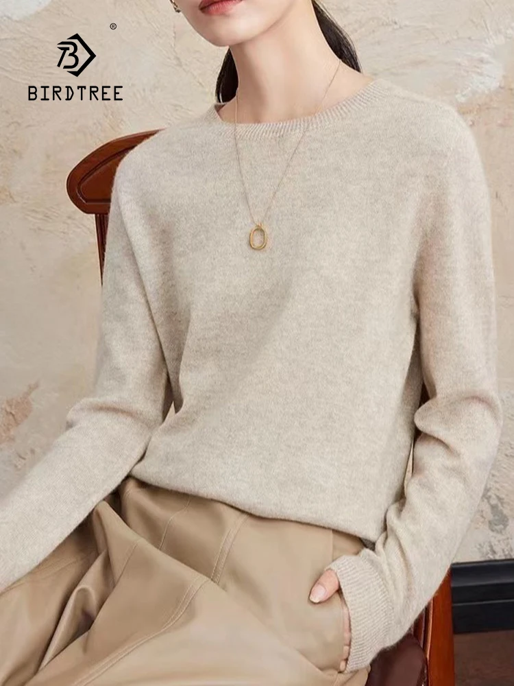Birdtree 30% Cashmere 70% Wool Minimalist Warm Pullover Women's Solid Round Neck Base Autumn Winter Knitted Sweater New T3D516QC
Birdtree 30% Cashmere 70% Wool Minimalist Warm Pullover Women's Solid Round Neck Base Autumn Winter Knitted Sweater New T3D516QC