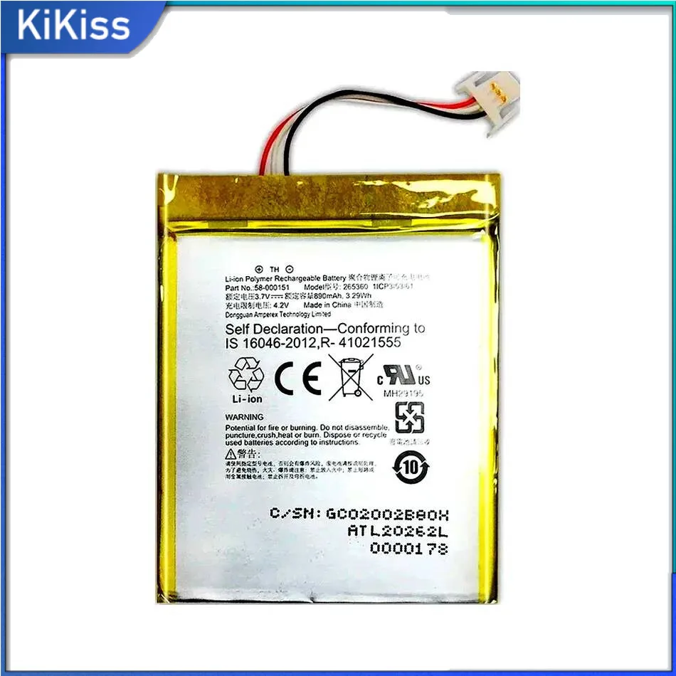 Tablet Battery Lightweight 890Mah For Amazon Kindle 7 7Th Gen 6" E-Reader WP63GW 265360 58-000083 58-000151 Cable Version
Tablet Battery Lightweight 890Mah For Amazon Kindle 7 7Th Gen 6" E-Reader WP63GW 265360 58-000083 58-000151 Cable Version