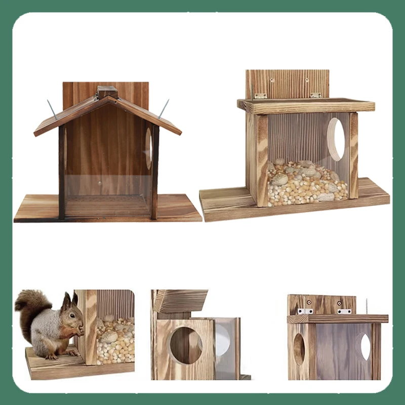 Wood Squirrel Feeder Large Capacity Squirrel Feeder House with Extended Bottom Outdoor Hanging Animal Feeder Garden Decoration
Wood Squirrel Feeder Large Capacity Squirrel Feeder House with Extended Bottom Outdoor Hanging Animal Feeder Garden Decoration