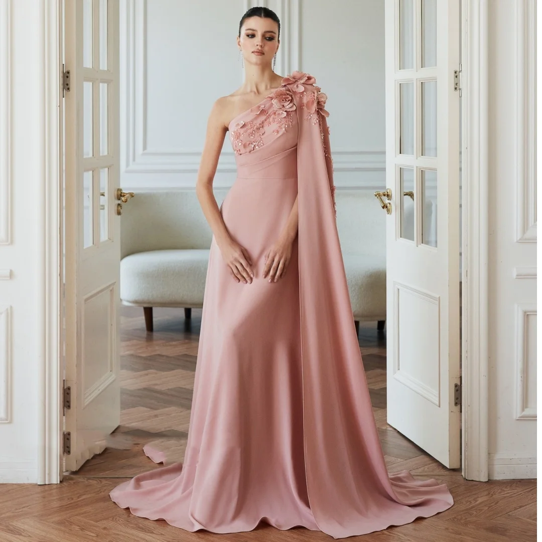 One Shoulder Pink Evening Dresses Woman Elegant vestidos de noche Arabic Floral Prom Dress 2025 Fashion Party Gowns Customized
One Shoulder Pink Evening Dresses Woman Elegant vestidos de noche Arabic Floral Prom Dress 2025 Fashion Party Gowns Customized
