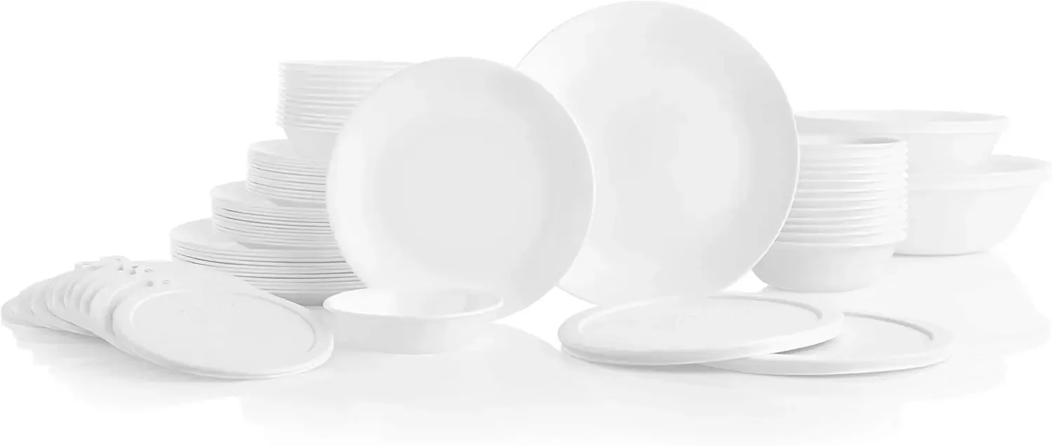 Vitrelle 78-Piece Service for 12 Dinnerware Set, Triple Layer Glass and Chip Resistant, Lightweight Round Plates and Bowls Set,
Vitrelle 78-Piece Service for 12 Dinnerware Set, Triple Layer Glass and Chip Resistant, Lightweight Round Plates and Bowls Set,