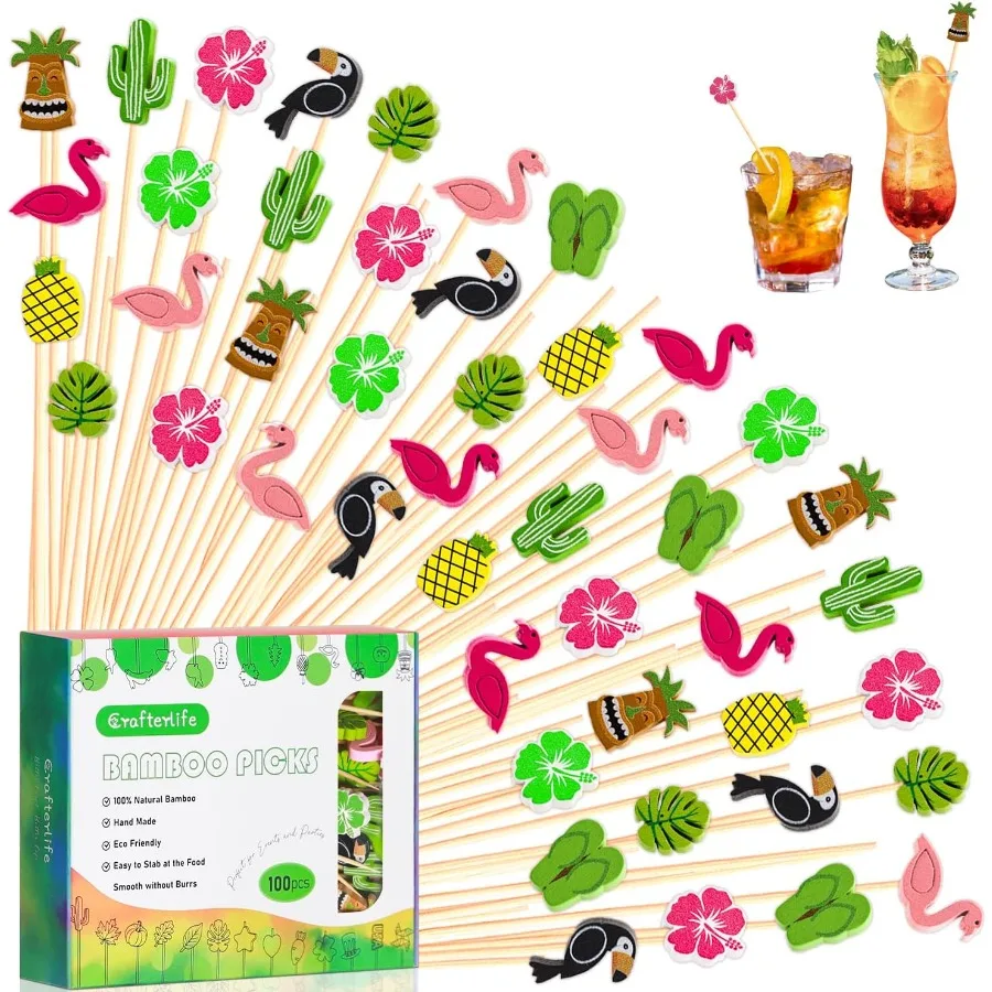 100pcs 5" Hawaii Cocktail Picks Summer Tropical Flamingo Hawaiian Theme Decoration Toothpicks Drink Fruit Sticks Food Appetizer
100pcs 5" Hawaii Cocktail Picks Summer Tropical Flamingo Hawaiian Theme Decoration Toothpicks Drink Fruit Sticks Food Appetizer