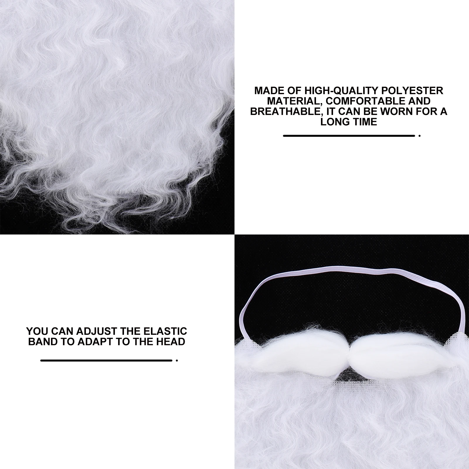 4Pcs Santa Claus Beard High Quality Polyester Christmas Party Props Facial Hair Fake White Mustaches Elder Costumes Accessories
4Pcs Santa Claus Beard High Quality Polyester Christmas Party Props Facial Hair Fake White Mustaches Elder Costumes Accessories