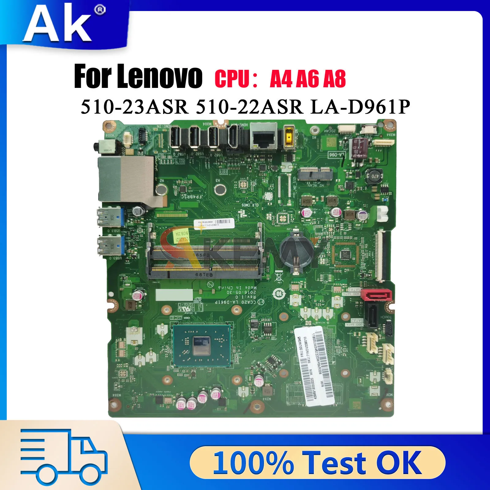 LA-D961P для Lenovo AIO 510-23ASR с процессором A6 A9 UMA, материнская плата, 100% протестировано, ОК 
LA-D961P для Lenovo AIO 510-23ASR с процессором A6 A9 UMA, материнская плата, 100% протестировано, ОК