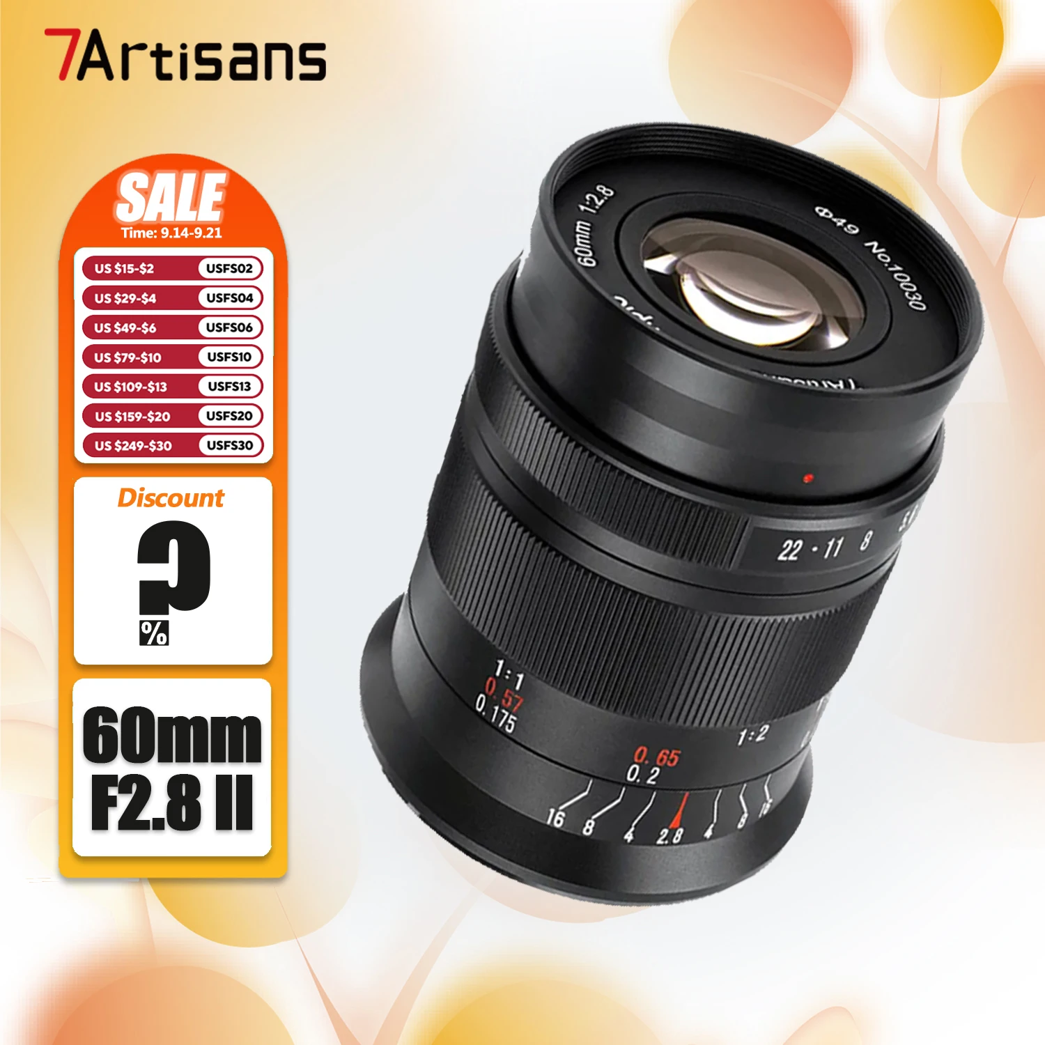 7artisans APS-C 60mm F2.8 II Camera Lens for Macro Photography with Sony E A7RIII Fujifilm XT-100 Nikon ZFC Canon RF M43 L-mount
7artisans APS-C 60mm F2.8 II Camera Lens for Macro Photography with Sony E A7RIII Fujifilm XT-100 Nikon ZFC Canon RF M43 L-mount