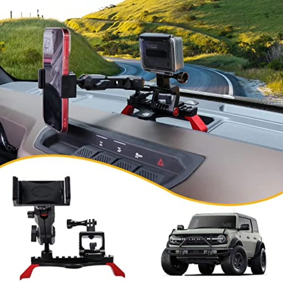 Dash Phone Holder and Camera Mount for Ford Bronco 2021 2022 2023 2024 2025 2 Door and 4 Door Compatible with GoPro and Smart P
Dash Phone Holder and Camera Mount for Ford Bronco 2021 2022 2023 2024 2025 2 Door and 4 Door Compatible with GoPro and Smart P