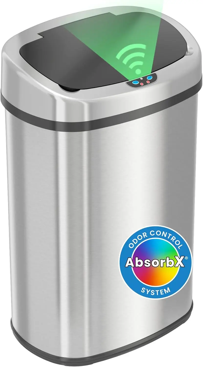 13-галлонный автоматический мусорный бак с датчиком и фильтром запаха, кухонный мусорный бак из нержавеющей стали, защита от отпечатков пальцев, без помощи рук
13-галлонный автоматический мусорный бак с датчиком и фильтром запаха, кухонный мусорный бак из нержавеющей стали, защита от отпечатков пальцев, без помощи рук