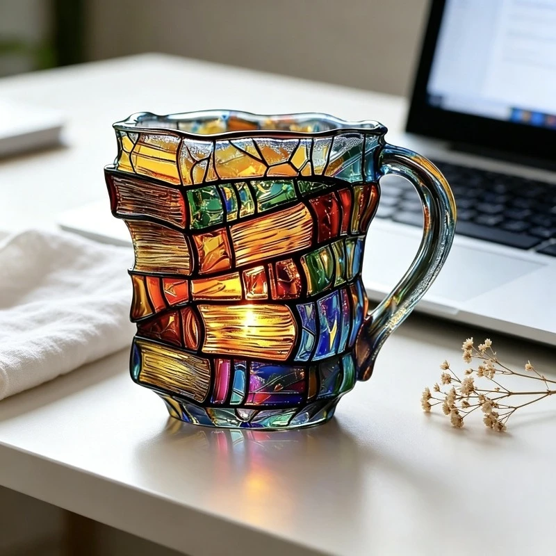 3D Stacked Books Stained Glass Coffee Mug, Heat Resistant Drinkware, Perfect Gift for Readers Book Lovers, Home OfficeDecoration
3D Stacked Books Stained Glass Coffee Mug, Heat Resistant Drinkware, Perfect Gift for Readers Book Lovers, Home OfficeDecoration