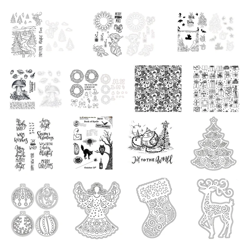 Christmas Cutting Dies and Clear Stamps for Scrapbooking Paper Making Mermaid Stocking Gift Background Frame Card Craft
Christmas Cutting Dies and Clear Stamps for Scrapbooking Paper Making Mermaid Stocking Gift Background Frame Card Craft