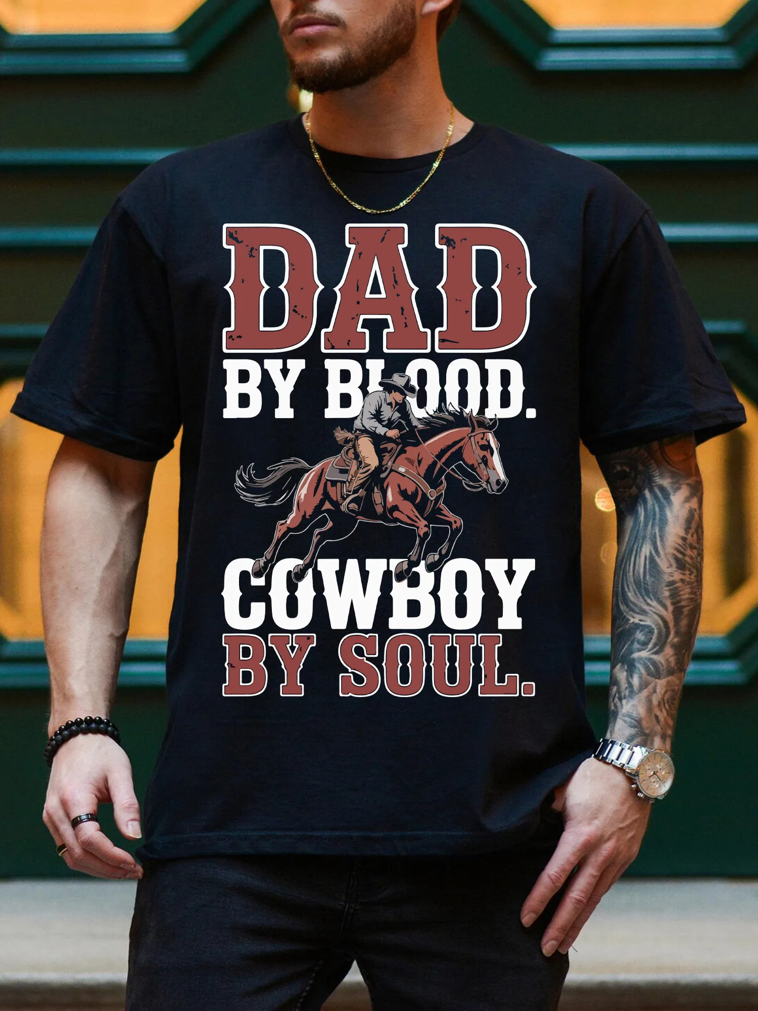 Dad By Blood, Cowboy By Soul Men's Everyday T-Shirt - Short Sleeve Crew Neck T-Shirts For Men, Pure Cotton Black Tee
Dad By Blood, Cowboy By Soul Men's Everyday T-Shirt - Short Sleeve Crew Neck T-Shirts For Men, Pure Cotton Black Tee