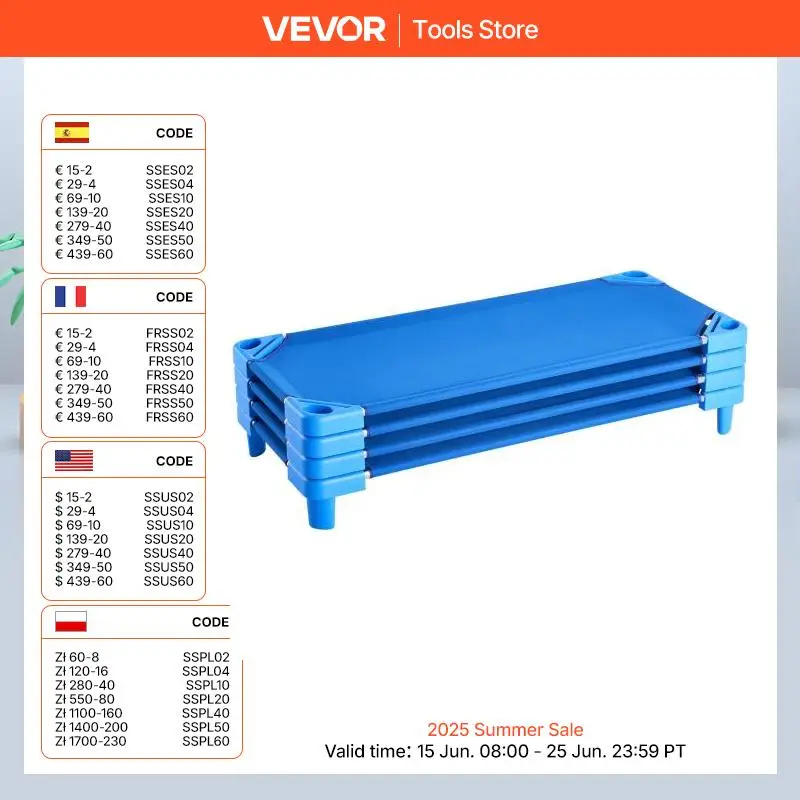 VEVOR Stackable Kiddie Cot Pack of 4/6 Portable Toddler Nap Cots for Kids Preschool Classroom Daycare Beds for Sleeping Resting 
VEVOR Stackable Kiddie Cot Pack of 4/6 Portable Toddler Nap Cots for Kids Preschool Classroom Daycare Beds for Sleeping Resting