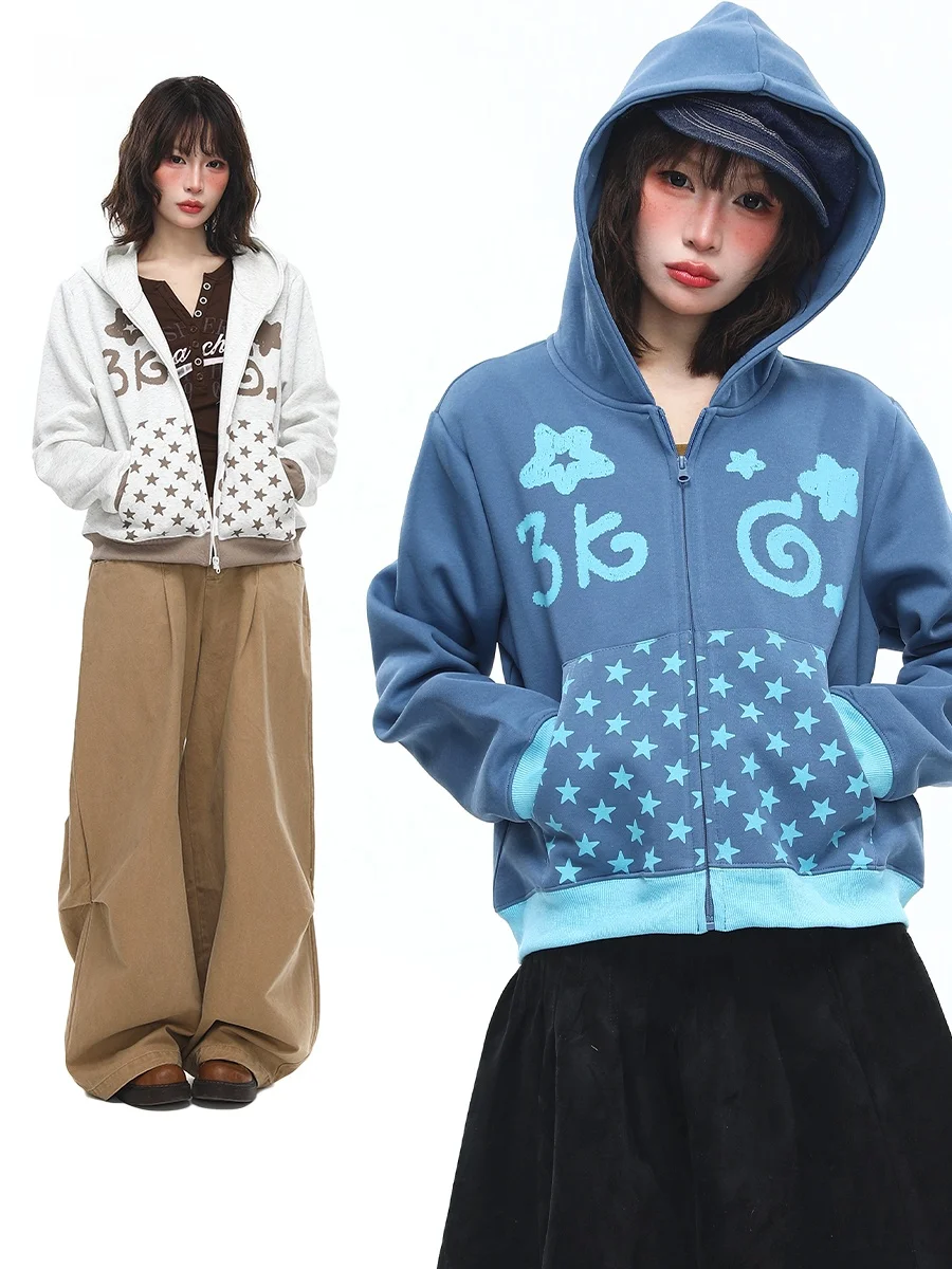 Sanowers American Sle Hooded Sweatirt Women's Spring New Loose ort Cardigan Jaet Printed Stars Casual Streetwear
Sanowers American Sle Hooded Sweatirt Women's Spring New Loose ort Cardigan Jaet Printed Stars Casual Streetwear