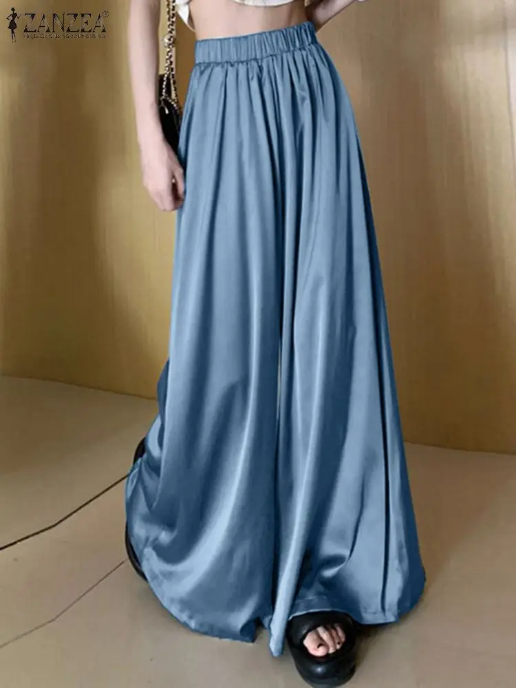 ZANZEA 2024 Summer Elastic Waisted Loose Pants Women Korean Wide Leg Satin Trouser Vintage Fashion Long Pants Casual Pantalons
ZANZEA 2024 Summer Elastic Waisted Loose Pants Women Korean Wide Leg Satin Trouser Vintage Fashion Long Pants Casual Pantalons