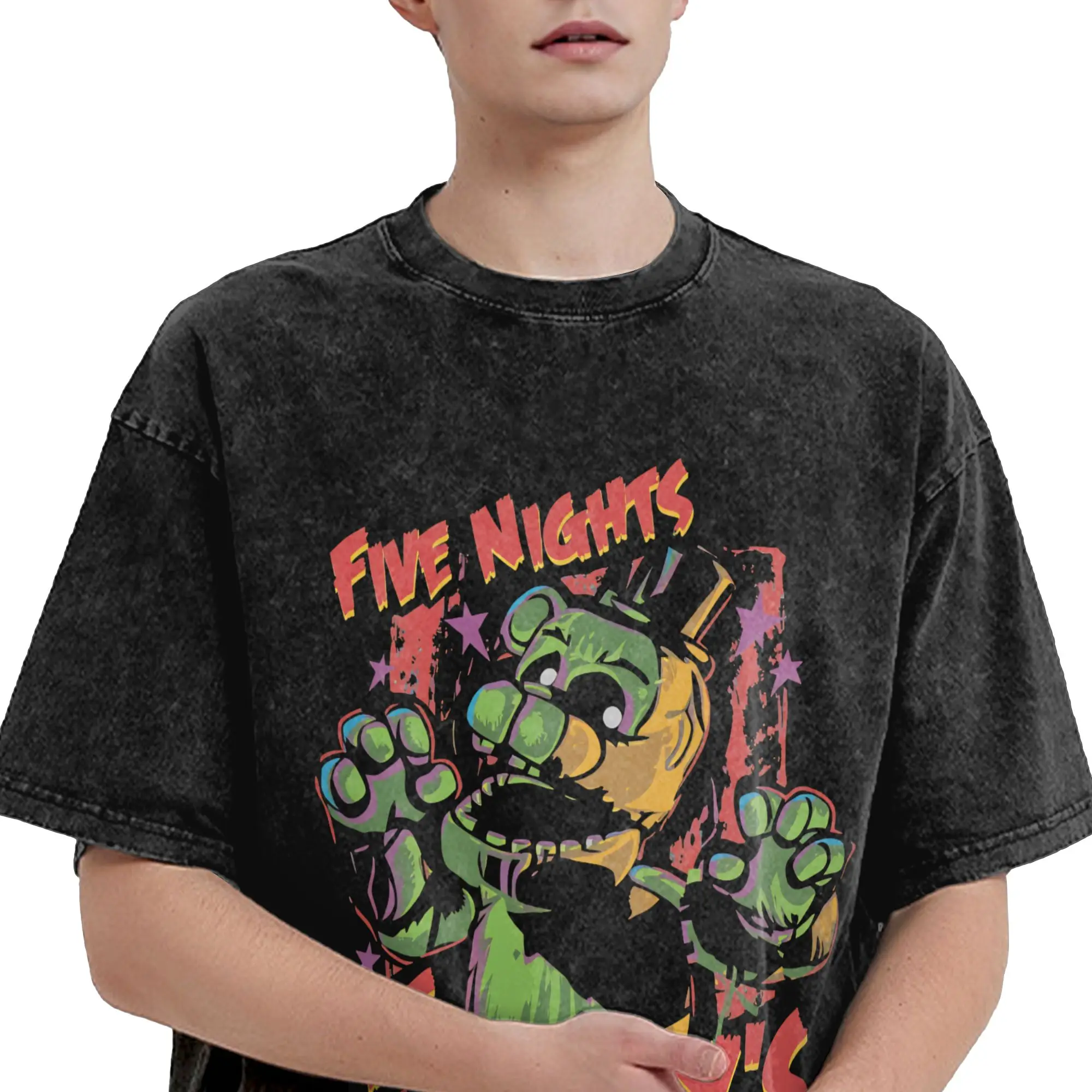 FNAF At Freddys Men's T Shirts Washed Vintage Tee Shirt Short Sleeve Crew Neck T-Shirt Pure Cotton Birthday Present Clothing
FNAF At Freddys Men's T Shirts Washed Vintage Tee Shirt Short Sleeve Crew Neck T-Shirt Pure Cotton Birthday Present Clothing
