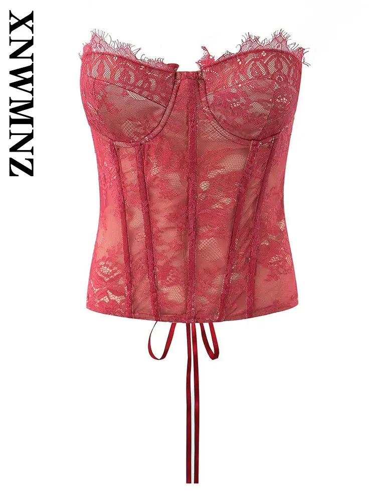 XNWMNZ 2026 Summer New Lady Sexy Chic Strapless Lace embroidery Short Vest Fashion Party Woman's Sleeveless club Thin Slim Top
XNWMNZ 2026 Summer New Lady Sexy Chic Strapless Lace embroidery Short Vest Fashion Party Woman's Sleeveless club Thin Slim Top