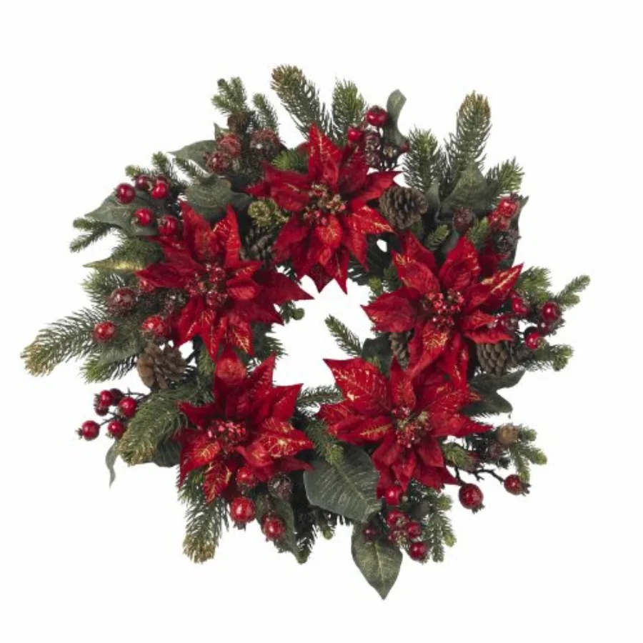 24in. Poinsettia Berry Wreath
24in. Poinsettia Berry Wreath