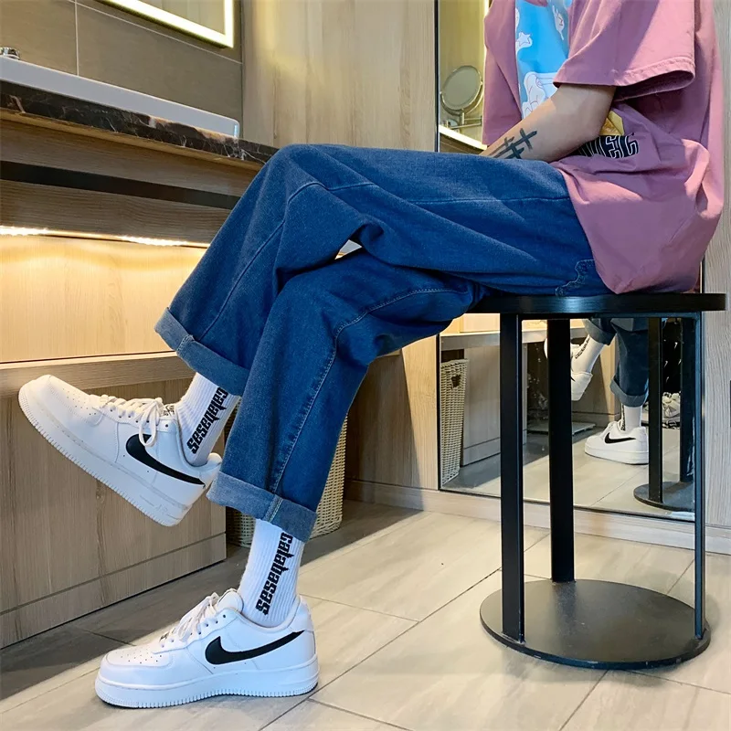 Мужские джинсы из хлопка, осенние, темно-синие, универсальные, свободного кроя, прямые, длиной 9/10, широкие штанины, модные, для молодежи и студентов
Мужские джинсы из хлопка, осенние, темно-синие, универсальные, свободного кроя, прямые, длиной 9/10, широкие штанины, модные, для молодежи и студентов