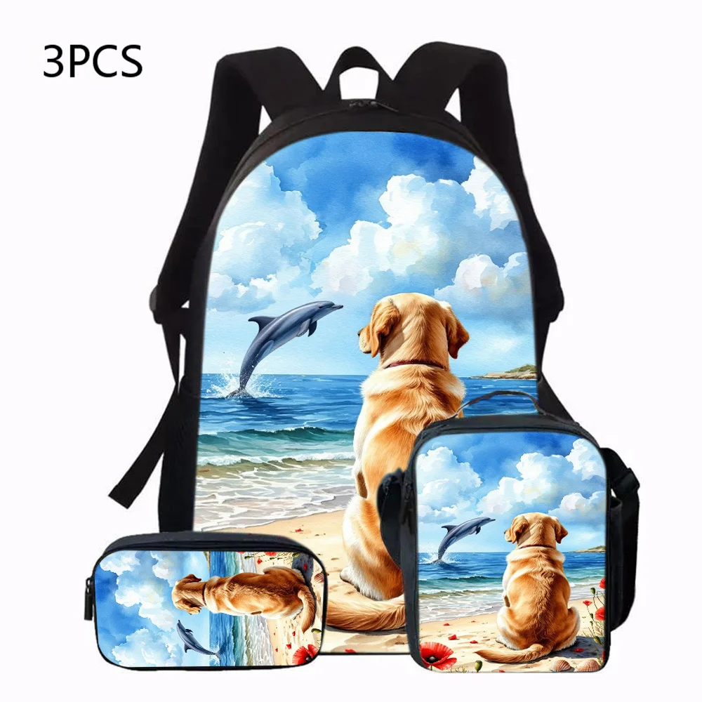 3pcs Animal-Themed Backpack Set with Pencil Case - Labrador & Dolphin Marine Life Backpacks, Adjustable Crossbody/Shoulder Bag &
3pcs Animal-Themed Backpack Set with Pencil Case - Labrador & Dolphin Marine Life Backpacks, Adjustable Crossbody/Shoulder Bag &