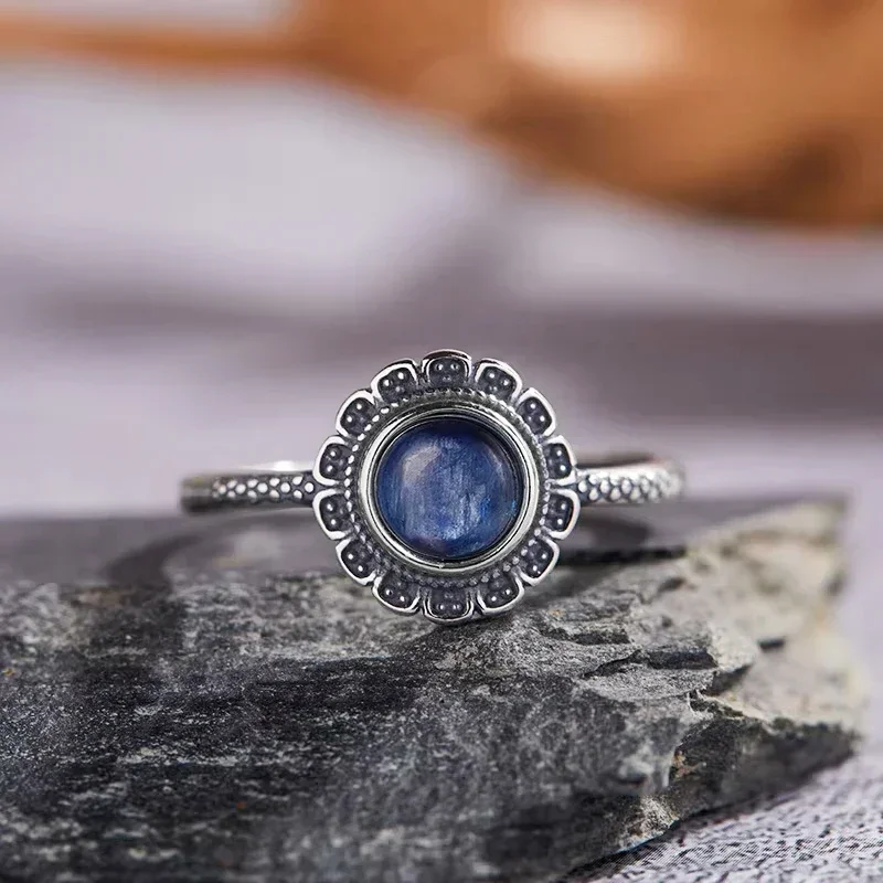 Sterling 925 Sliver Ring Vintage Daisy Sun Flower with 8MM Natural kyanite Rings Flower Shape Fine Jewelry Party Gifts for Women
Sterling 925 Sliver Ring Vintage Daisy Sun Flower with 8MM Natural kyanite Rings Flower Shape Fine Jewelry Party Gifts for Women