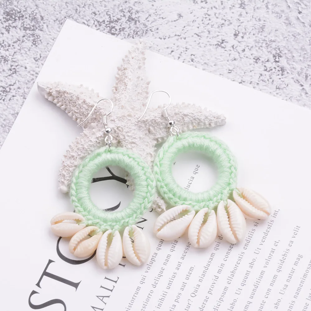 Hand-woven Cotton Thread Earrings with Shell Casual Ethnic Retro Jewelry Summer Candy Color
Hand-woven Cotton Thread Earrings with Shell Casual Ethnic Retro Jewelry Summer Candy Color