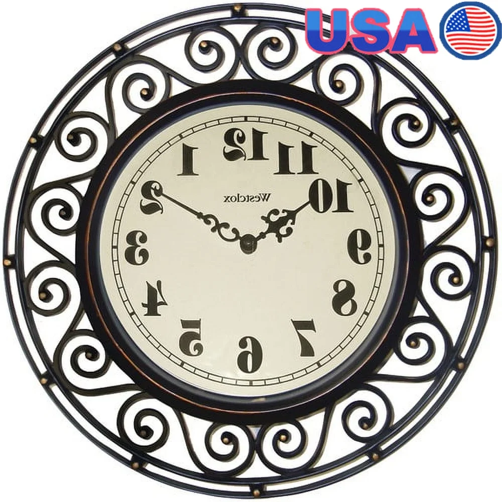 Wrought Iron Style 12 Inch Round Wall Clock Decorative Analog Quartz with Large Black Numbers Hand-Rubbed Finish Home Decor
Wrought Iron Style 12 Inch Round Wall Clock Decorative Analog Quartz with Large Black Numbers Hand-Rubbed Finish Home Decor