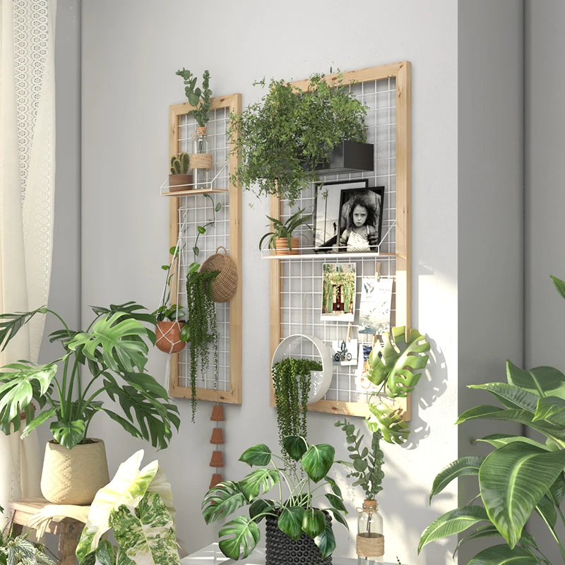 Деревянная настенная подставка для растений - стеллажи в деревенском стиле с сеткой для комнатных и наружных растений Компактный, прочный, подвесной, декоративный органайзер
Деревянная настенная подставка для растений - стеллажи в деревенском стиле с сеткой для комнатных и наружных растений Компактный, прочный, подвесной, декоративный органайзер