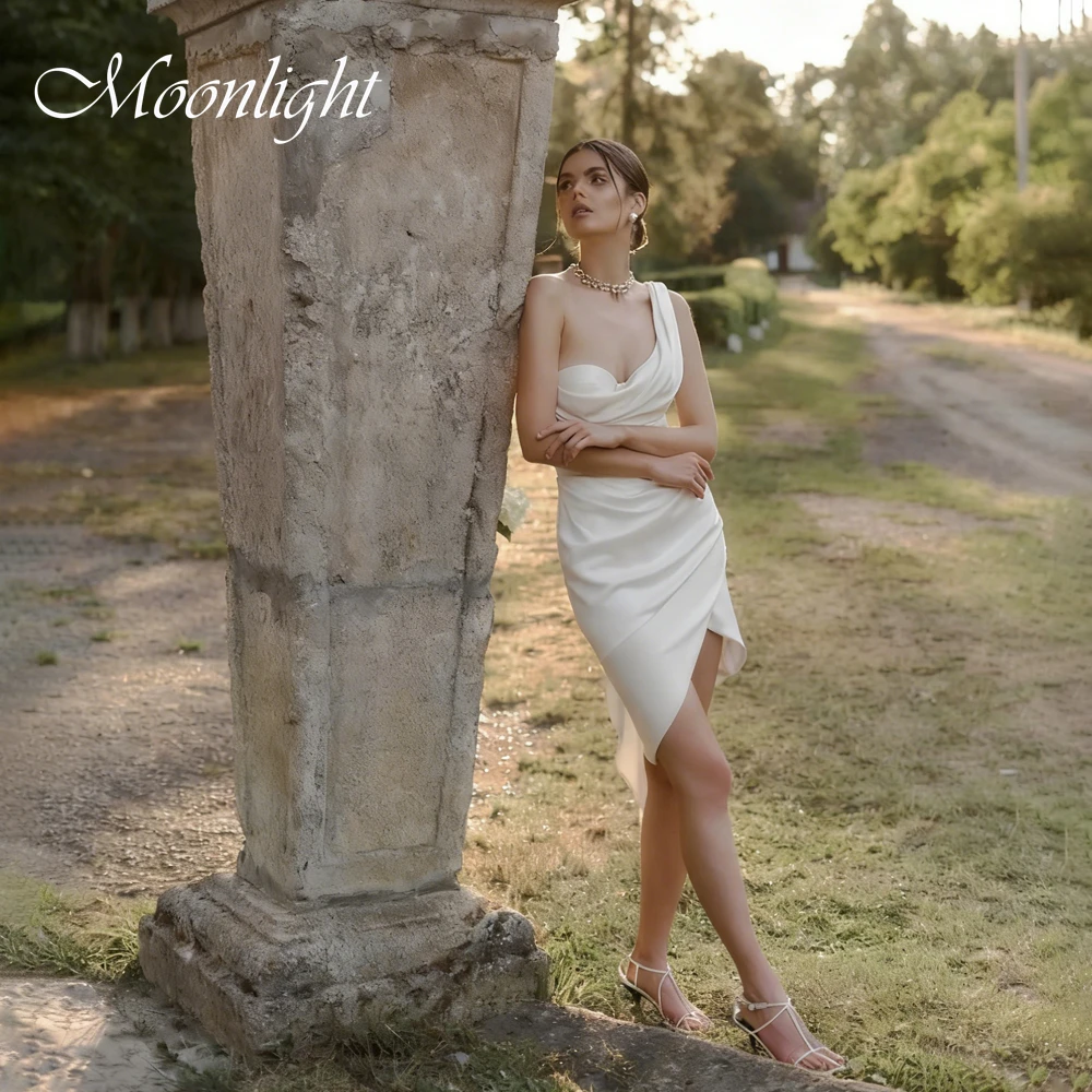Simple Pleat Sweetheart Short Sheath Wedding Dress Women Split One Shoulder Open Back Bridal Gown Vestidos De Novia Customized
Simple Pleat Sweetheart Short Sheath Wedding Dress Women Split One Shoulder Open Back Bridal Gown Vestidos De Novia Customized