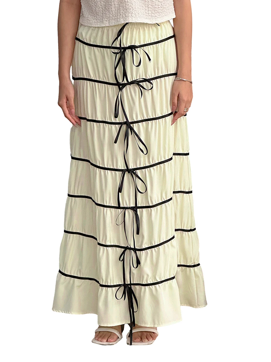 Women s Summer Midi Skirt Contrast Color Elastic Waist Bowknot Decoration A-Line Skirt Party Club Streetwear
Women s Summer Midi Skirt Contrast Color Elastic Waist Bowknot Decoration A-Line Skirt Party Club Streetwear